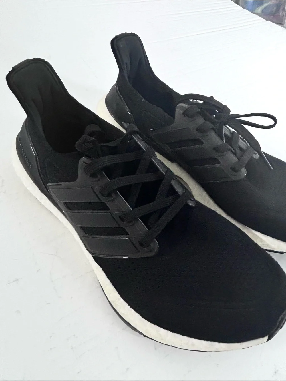 Women’s Adidas Ultraboost Black Athletic Running Sneakers with White Midsole 9